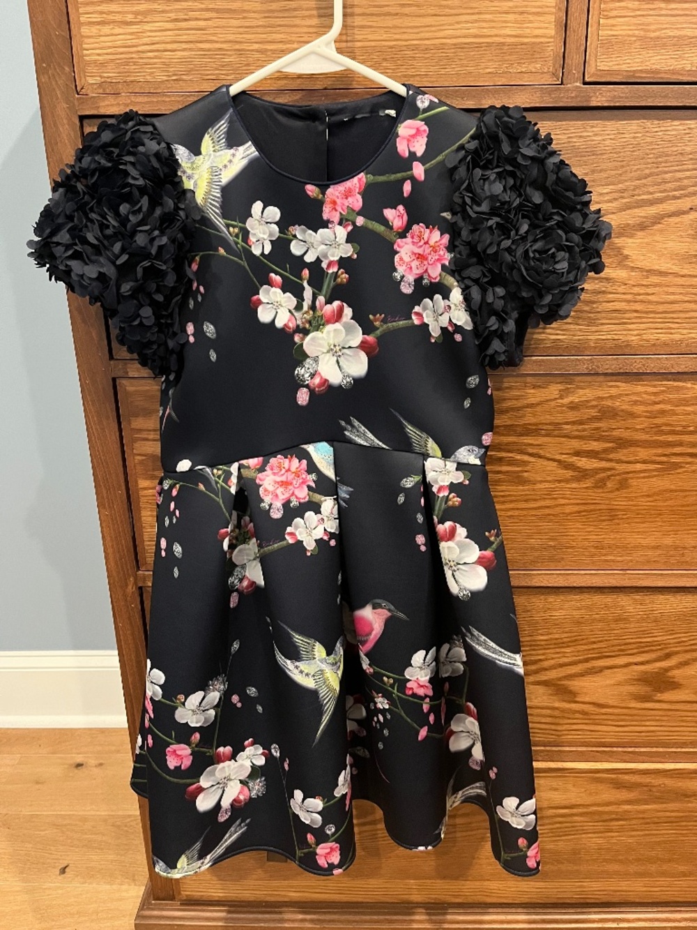Baker by Ted Baker Girls Floral Bird Dress | 11Y | 3D Puff Sleeve Occasion Dress
